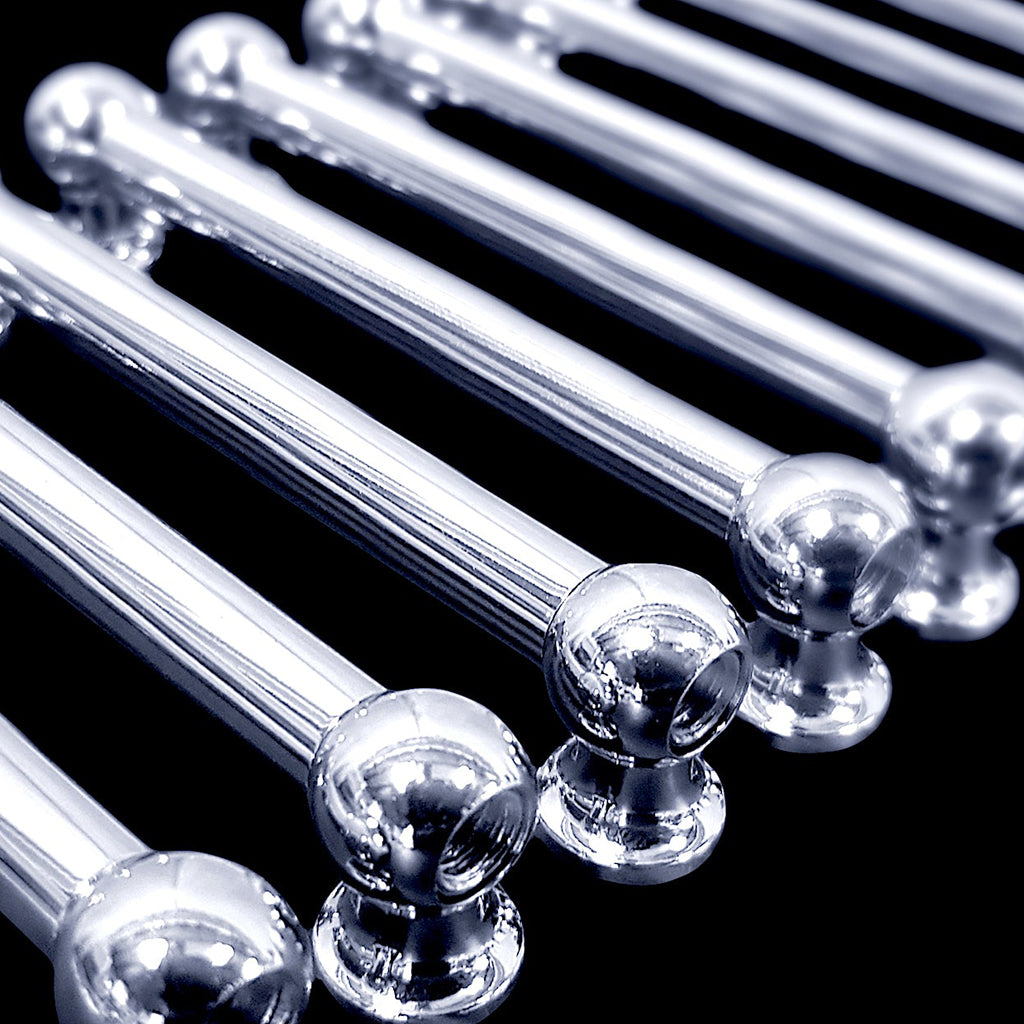 Close Up of DFP 88.9mm Chrome Double End Vintage Tube Drum Lugs