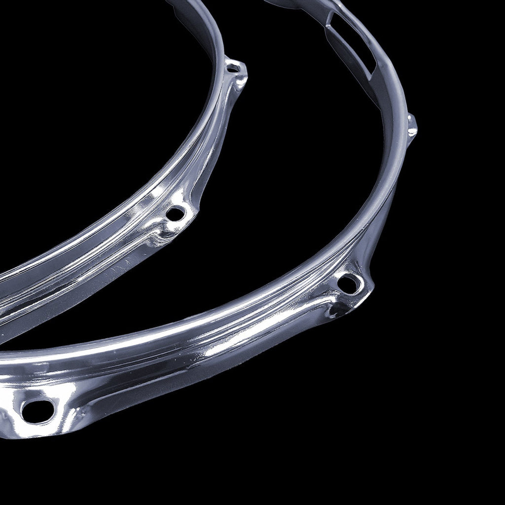 Close Up of DFP 3.0mm Chrome Triple Flange Drum Hoops