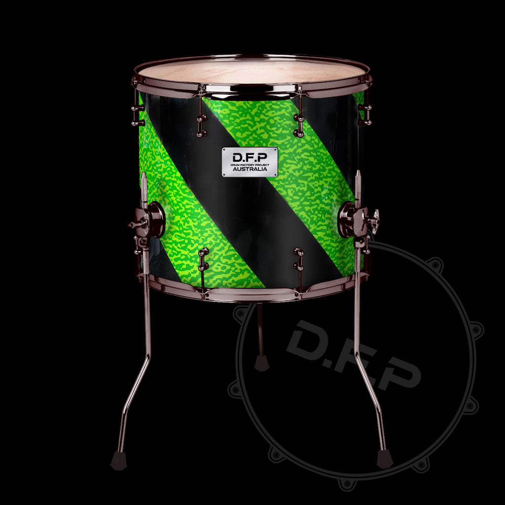 DFP Drum Wrap - Retro Green Black Spiral