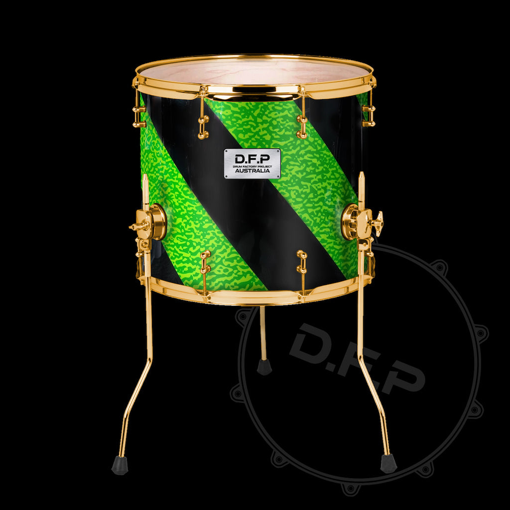 DFP Drum Wrap - Retro Green Black Spiral