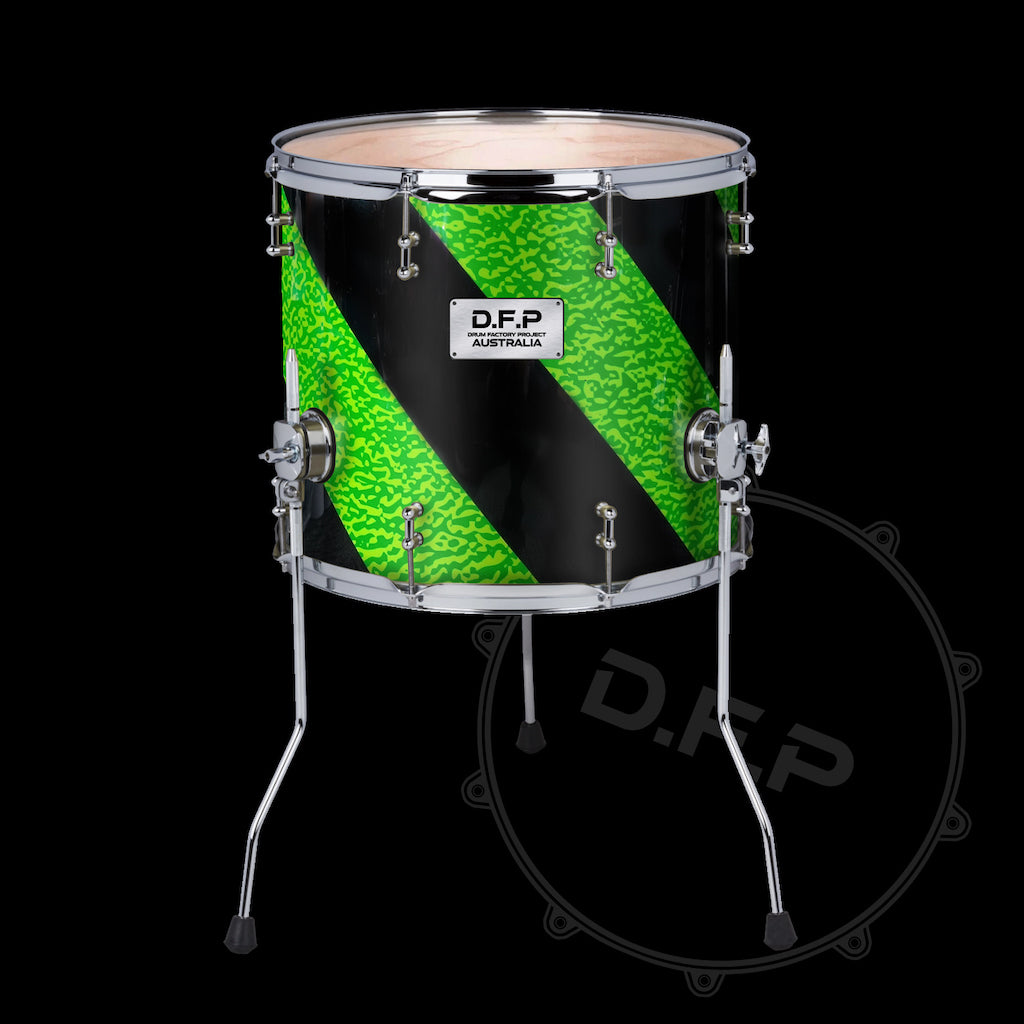 DFP Drum Wrap - Retro Green Black Spiral