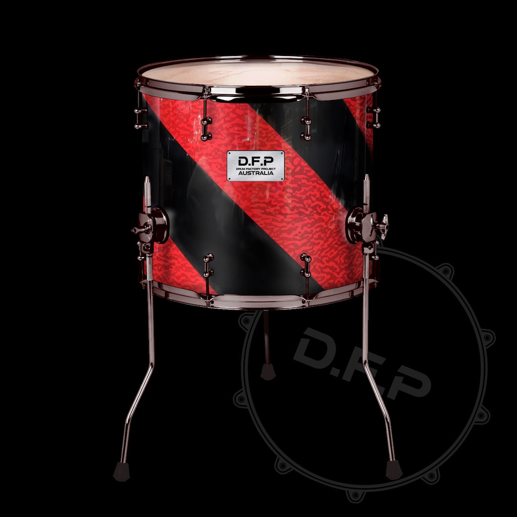 DFP Drum Wrap - Retro Red Black Spiral
