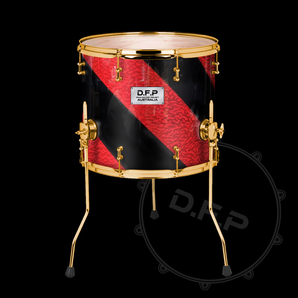 DFP Drum Wrap Retro Red Black Spiral