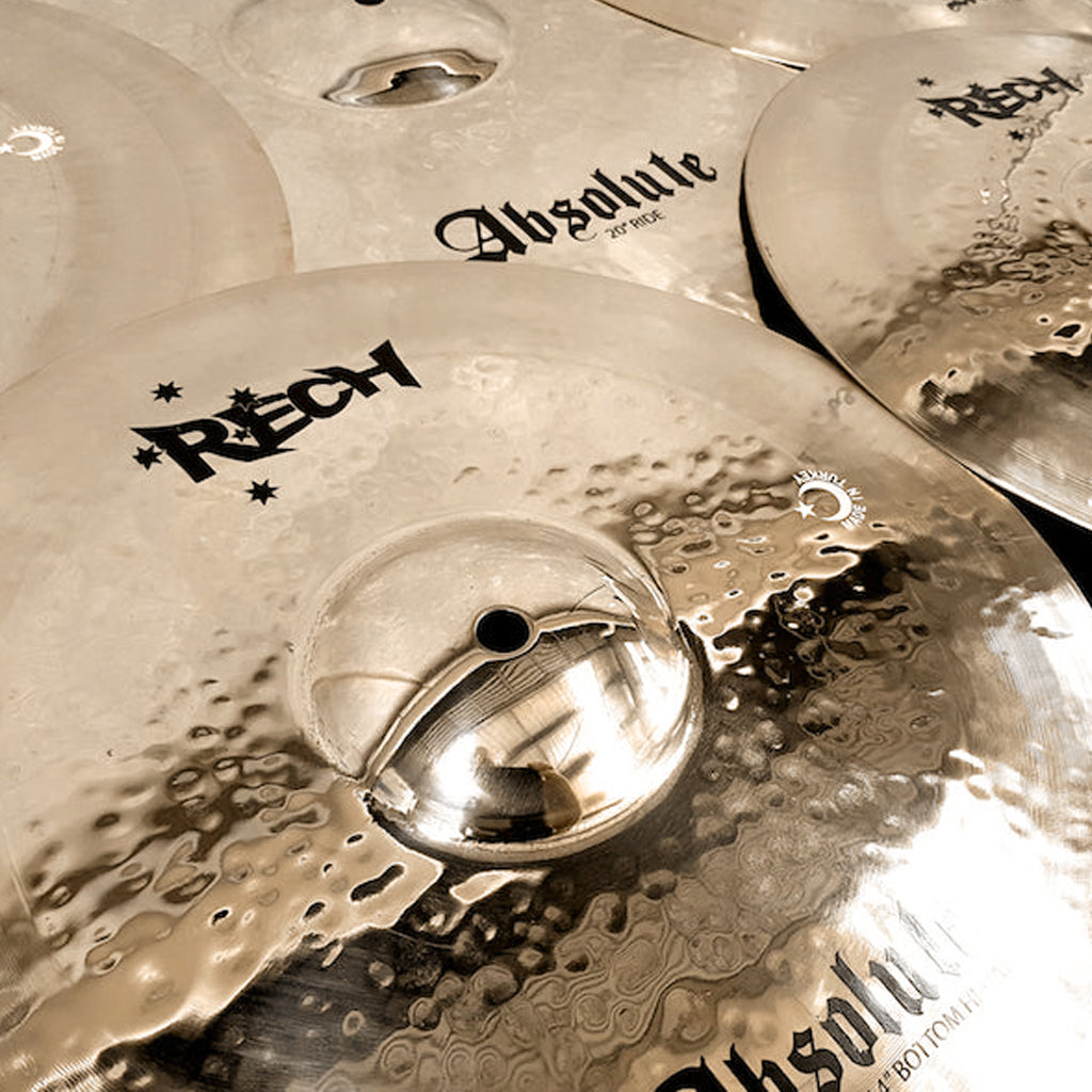 Close Up of Rech Absolute 5 Piece Cymbal Pack Set