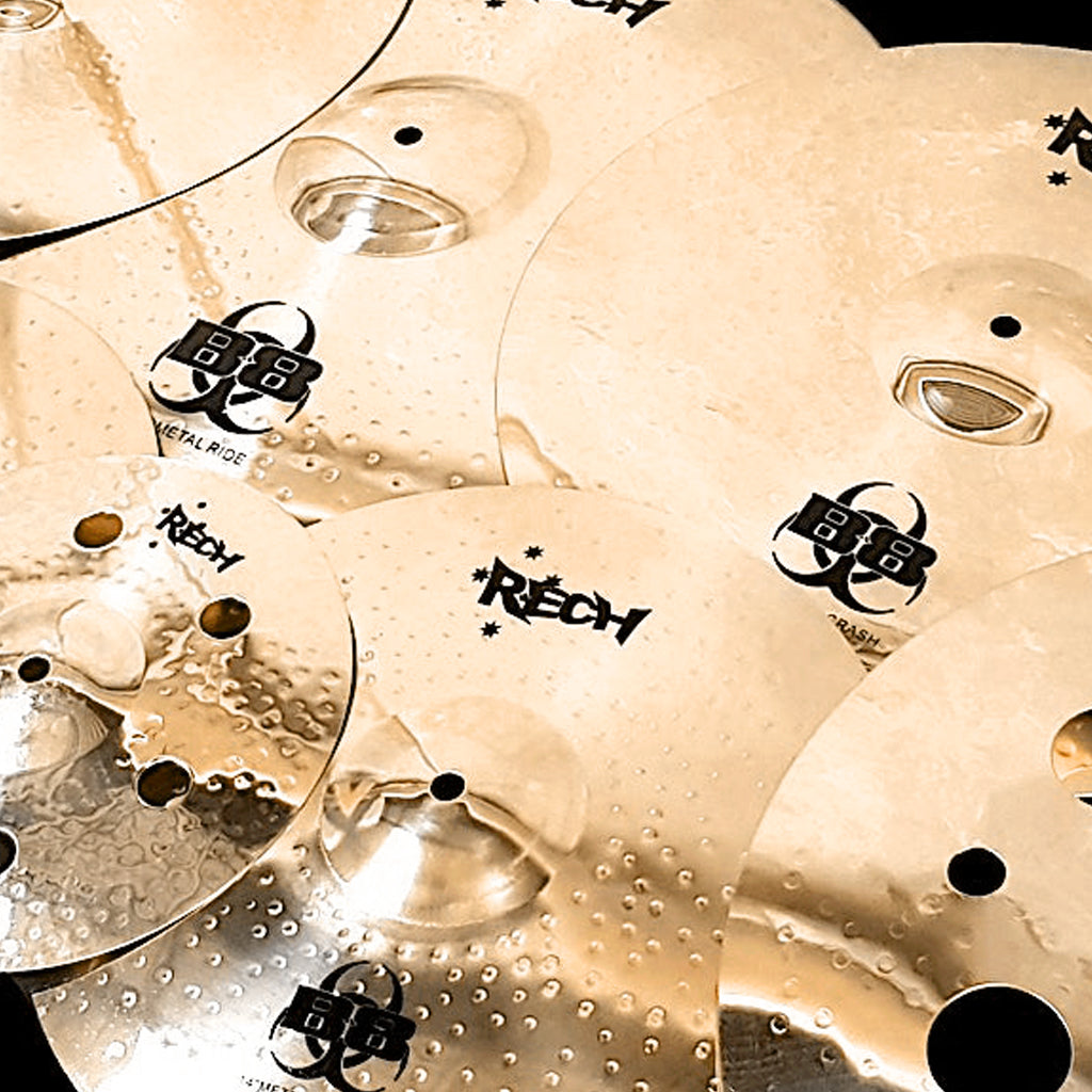 Close Up of Rech B8 Metal 11 Piece Mega Cymbal Pack Set