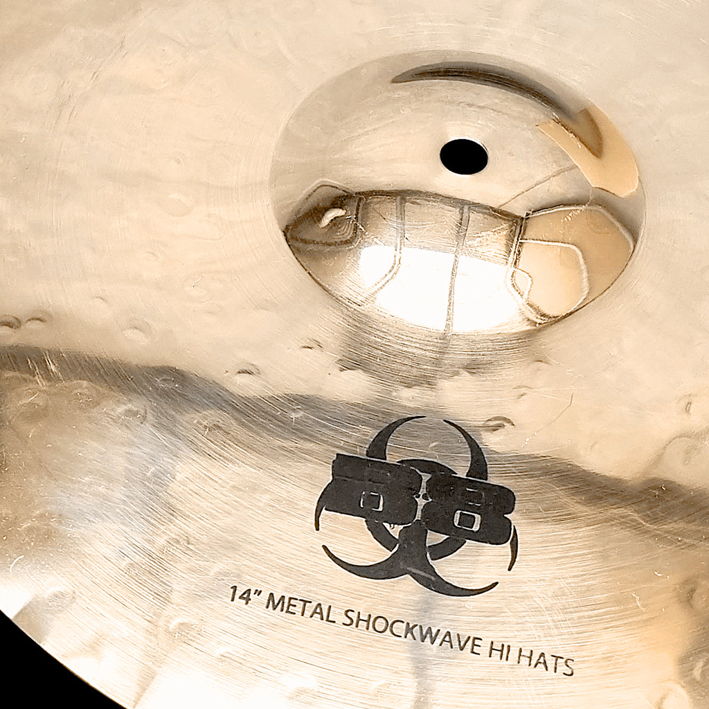 Close Up of Rech B8 Metal 14" Shockwave Hi Hat Cymbals