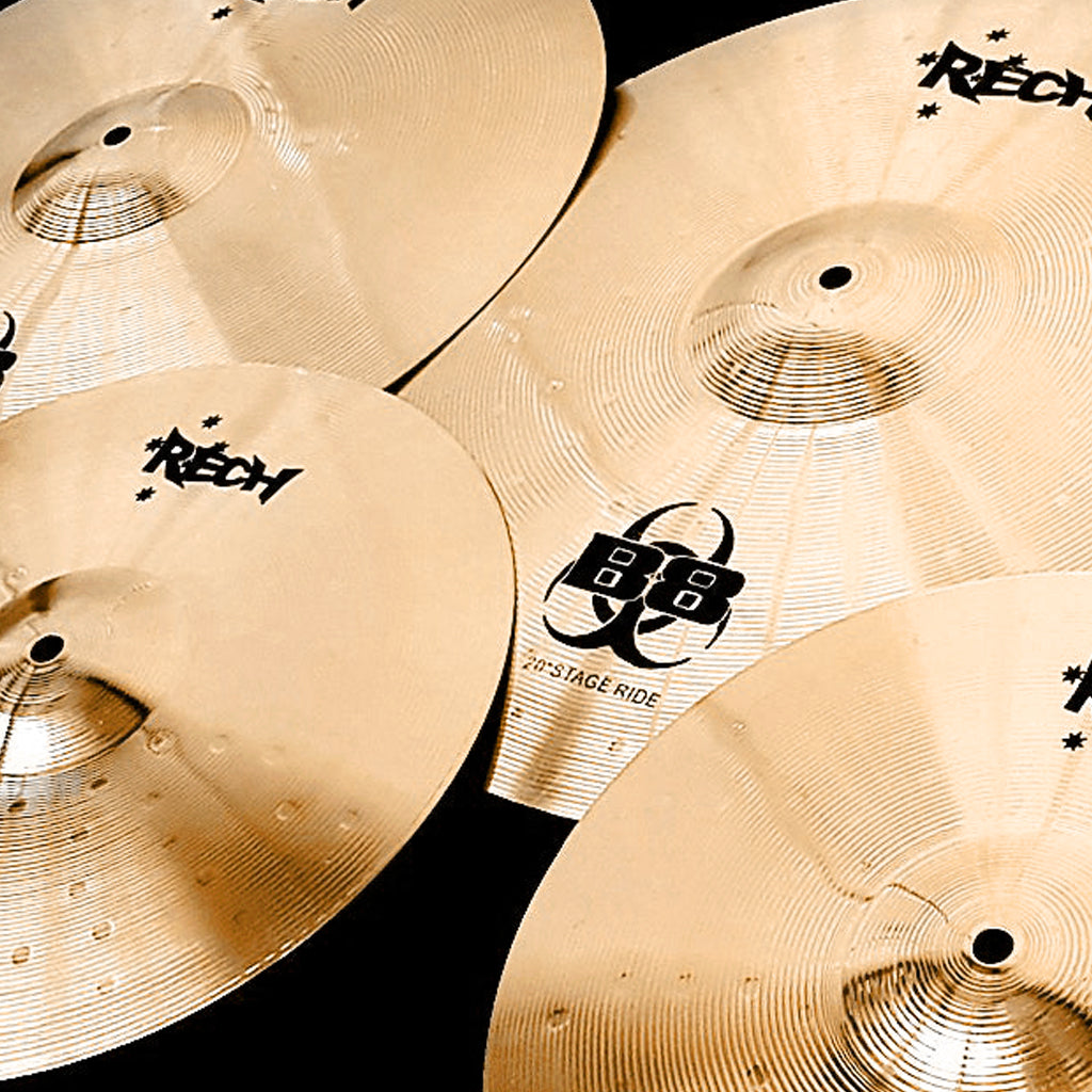 Close Up of Rech B8 Stage 5 Piece Cymbal Pack Set