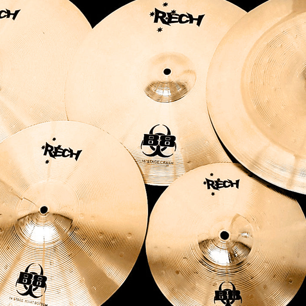 Close Up of Rech B8 Stage 7 Piece Super Cymbal Pack Set