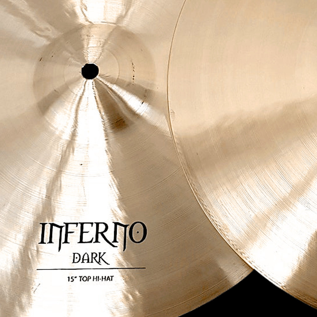 Close Up of Rech Inferno Dark 15" Hi Hat Cymbals