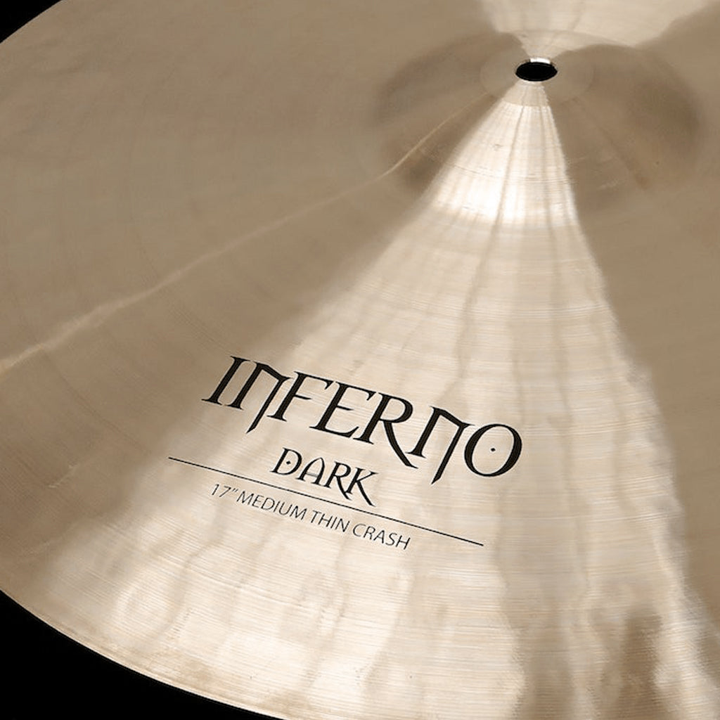 Close up of Rech Inferno Dark 17" Medium Thin Crash Cymbal