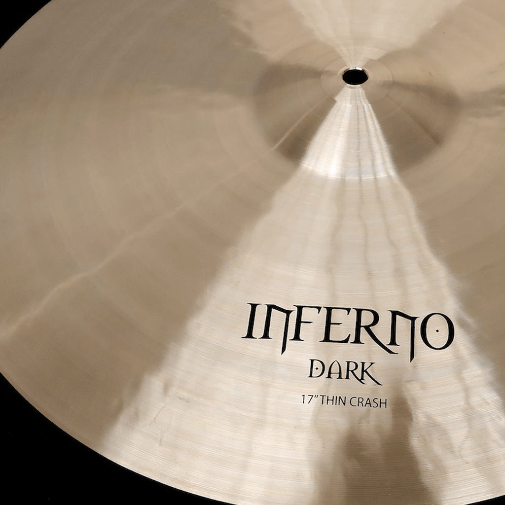 Close up of Rech Inferno Dark 17" Thin Crash Cymbal