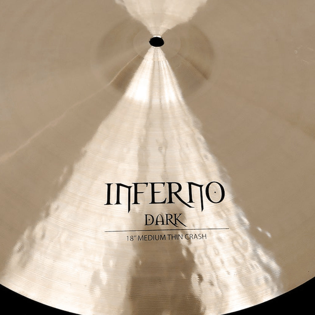 Close up of Rech Inferno Dark 18" Medium Thin Crash Cymbal