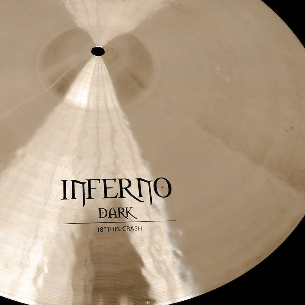 Close up of Rech Inferno Dark 18" Thin Crash Cymbal