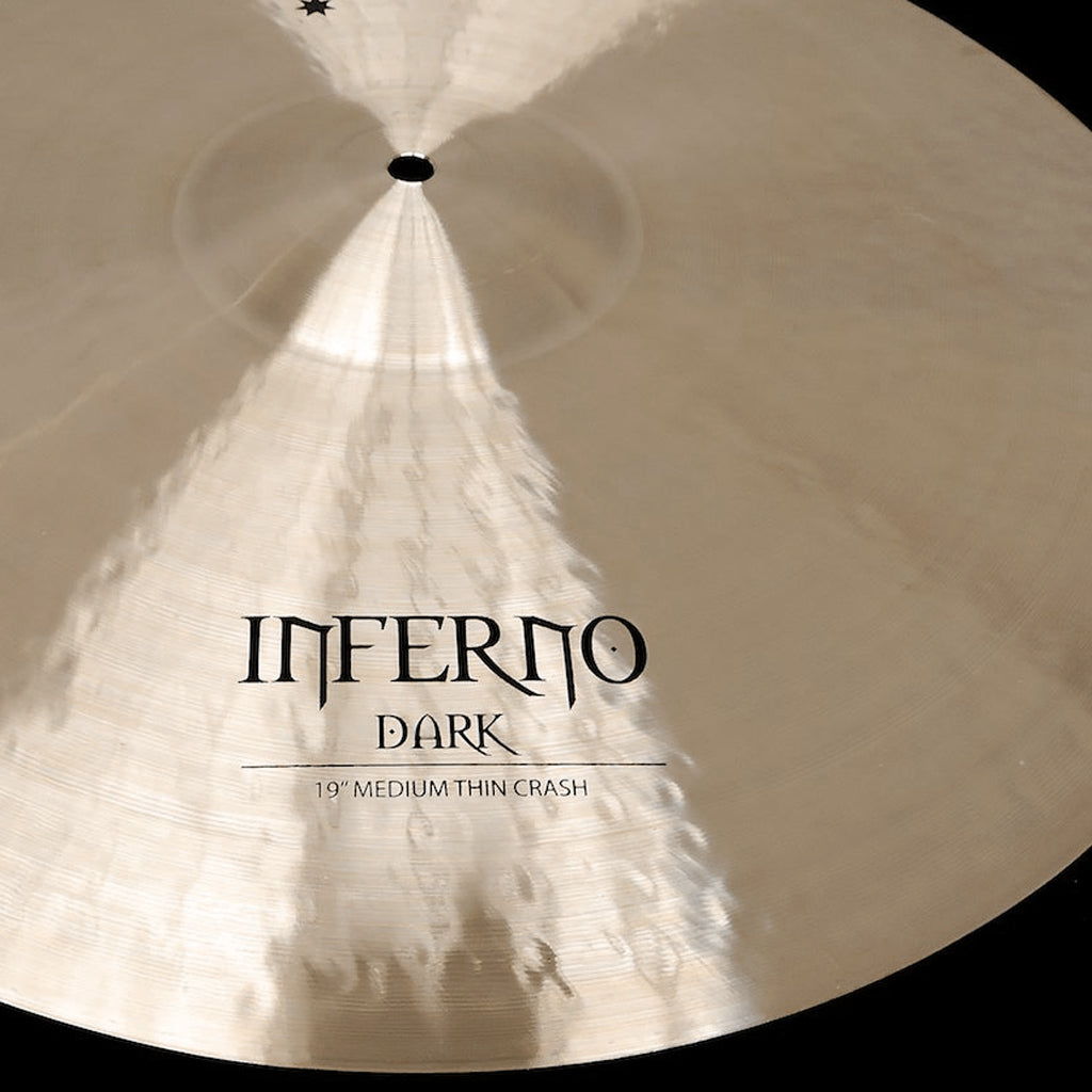 Close up of Rech Inferno Dark 19" Medium Thin Crash Cymbal