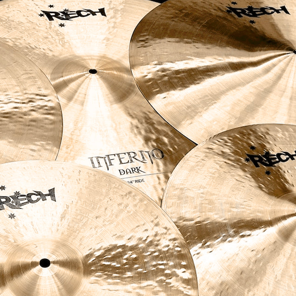 Clsoe Up of Rech Inferno Dark 5 Piece Cymbal Pack Set - Mega Sizes