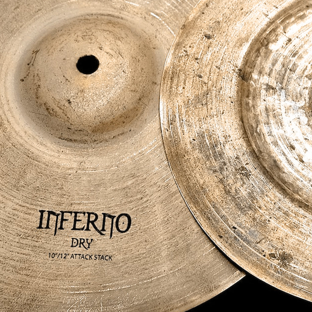 Close Up of Rech Inferno Dry 10" / 12" Attack Stack Cymbals