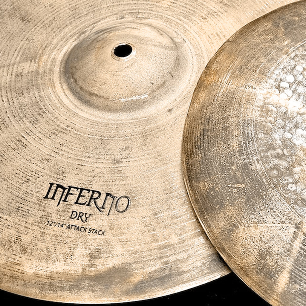 Close Up of Rech Inferno Dry 12" / 14" Attack Stack Cymbals
