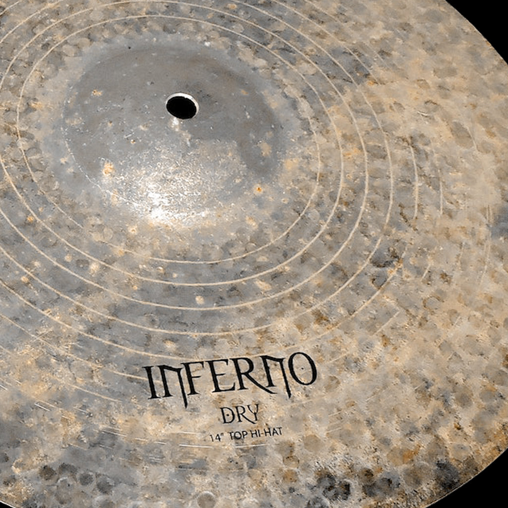Close up of Rech Inferno Dry 14" Hi Hat Cymbals