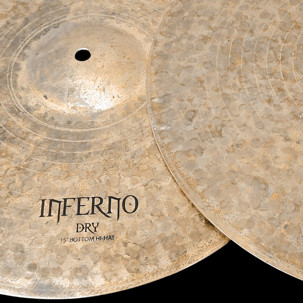 Close Up of Rech Inferno Dry 15" Hi Hat Cymbals