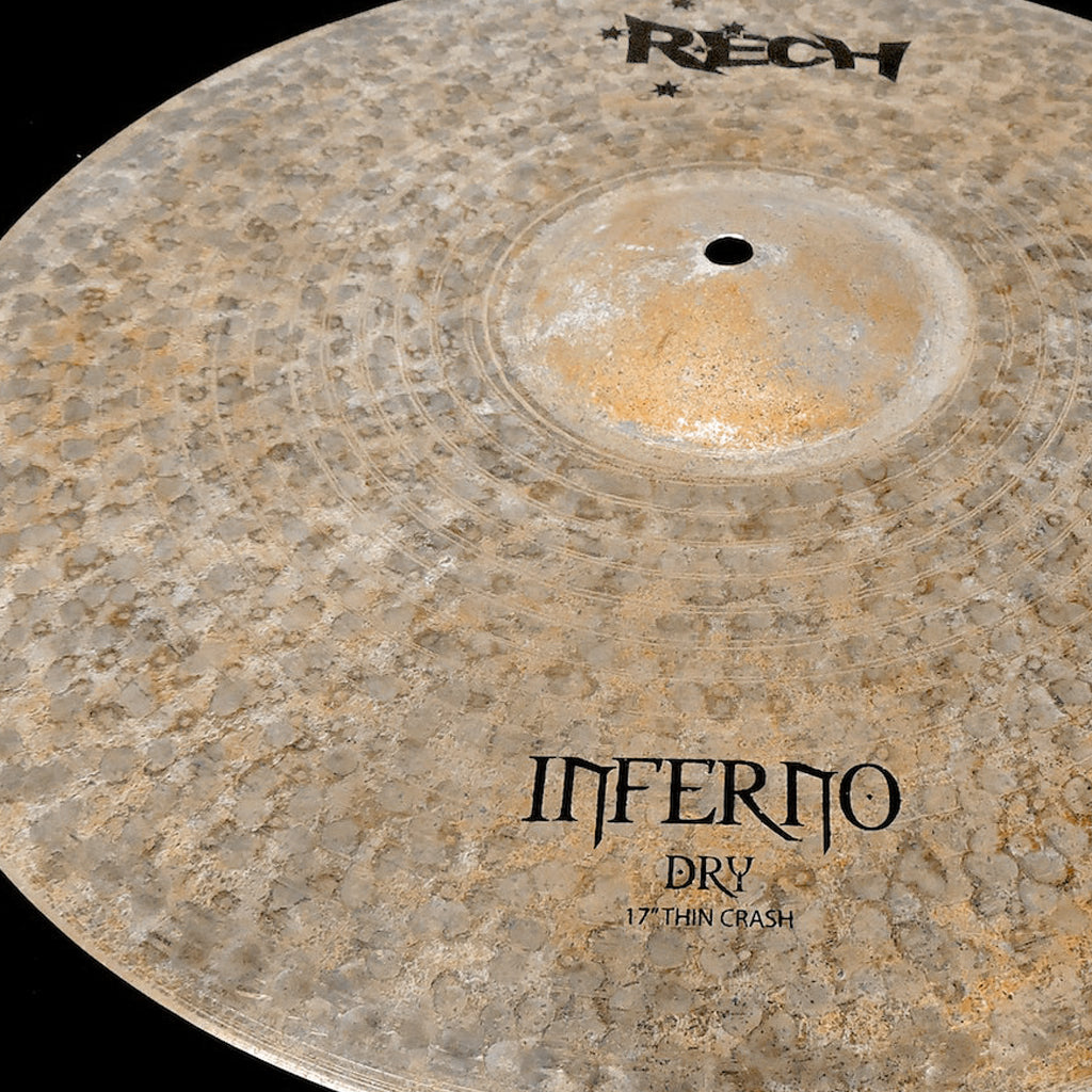 Close up of Rech Inferno Dry 17" Thin Crash Cymbal