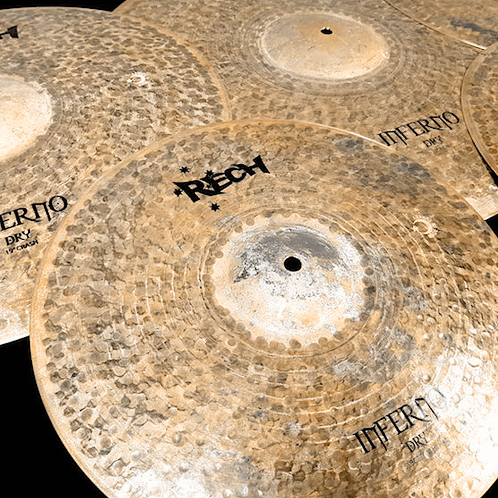 Close Up of Rech Inferno Dry 5 Piece Cymbal Pack Set - Big Sizes