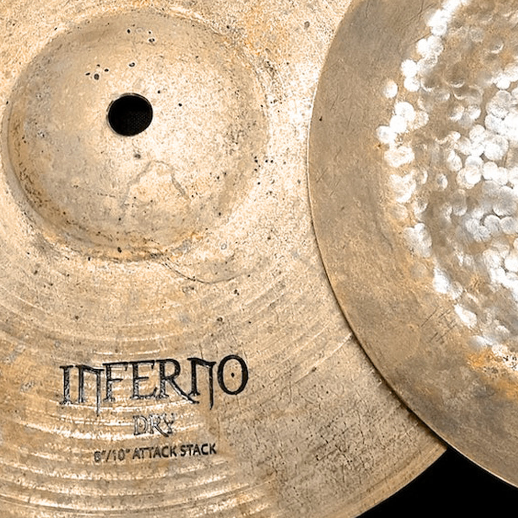 Close Up of Rech Inferno Dry 8" / 10" Attack Stack Cymbals