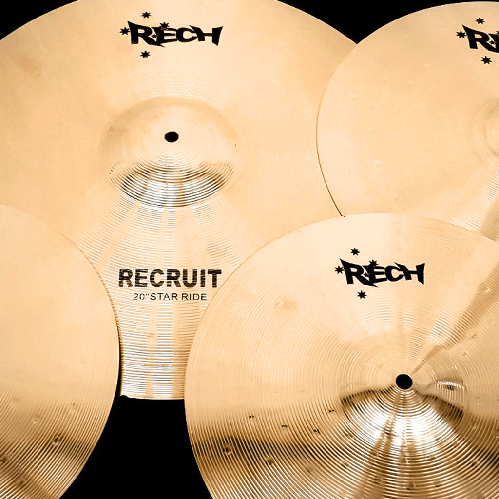 Close Up of Rech Recruit 4 Piece Cymbal Pack Set