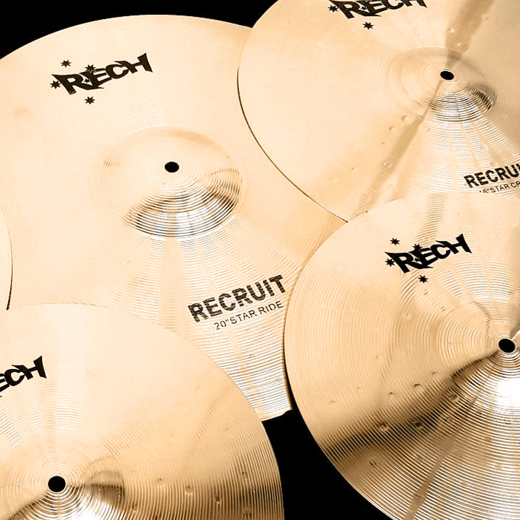 Close Up of Rech Recruit 5 Piece Cymbal Pack Set