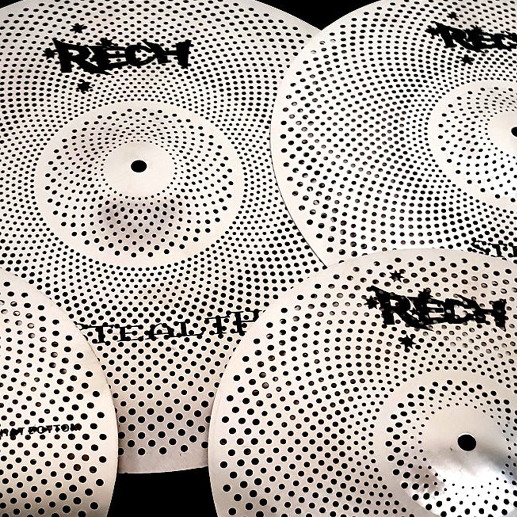 Close Up of Rech Stealth 4 Piece Low Volume Cymbal Pack Set - Small Sizes