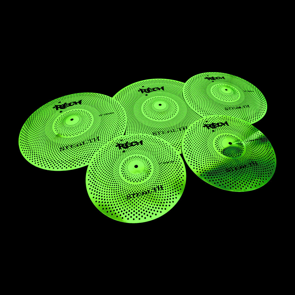 Rech Stealth Green 5 Piece Low Volume Cymbal Pack Set + FREE Bag