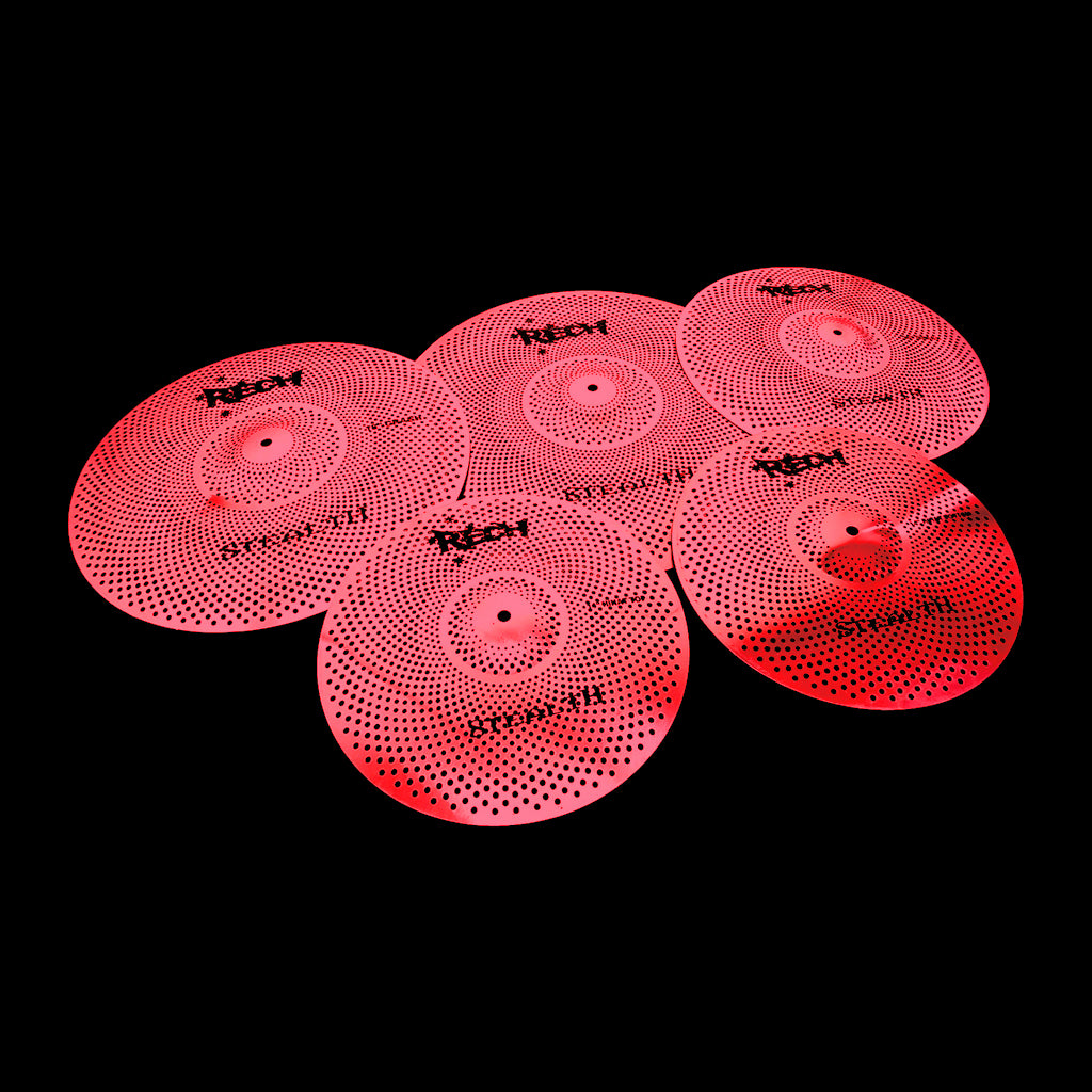 Rech Stealth Red 5 Piece Low Volume Cymbal Pack Set + FREE Bag