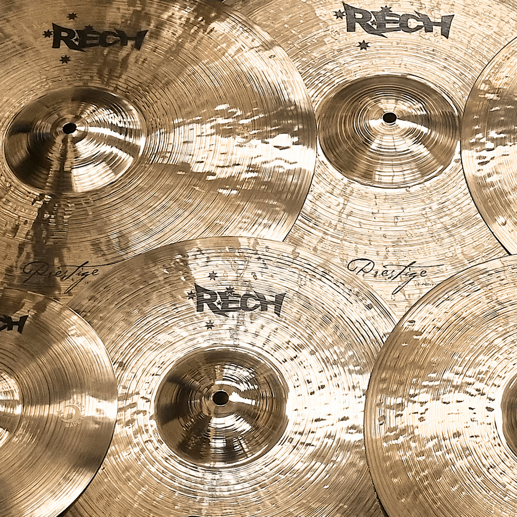 Close Up of Rech Prestige 7 Piece Heavy Super Cymbal Pack Set