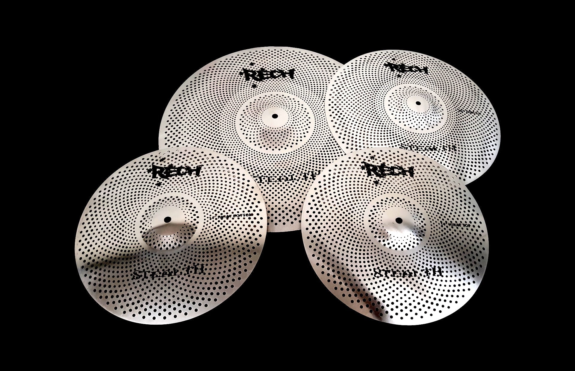 Rech Stealth 4 Piece Low Volume Cymbal Pack Set + FREE Bag