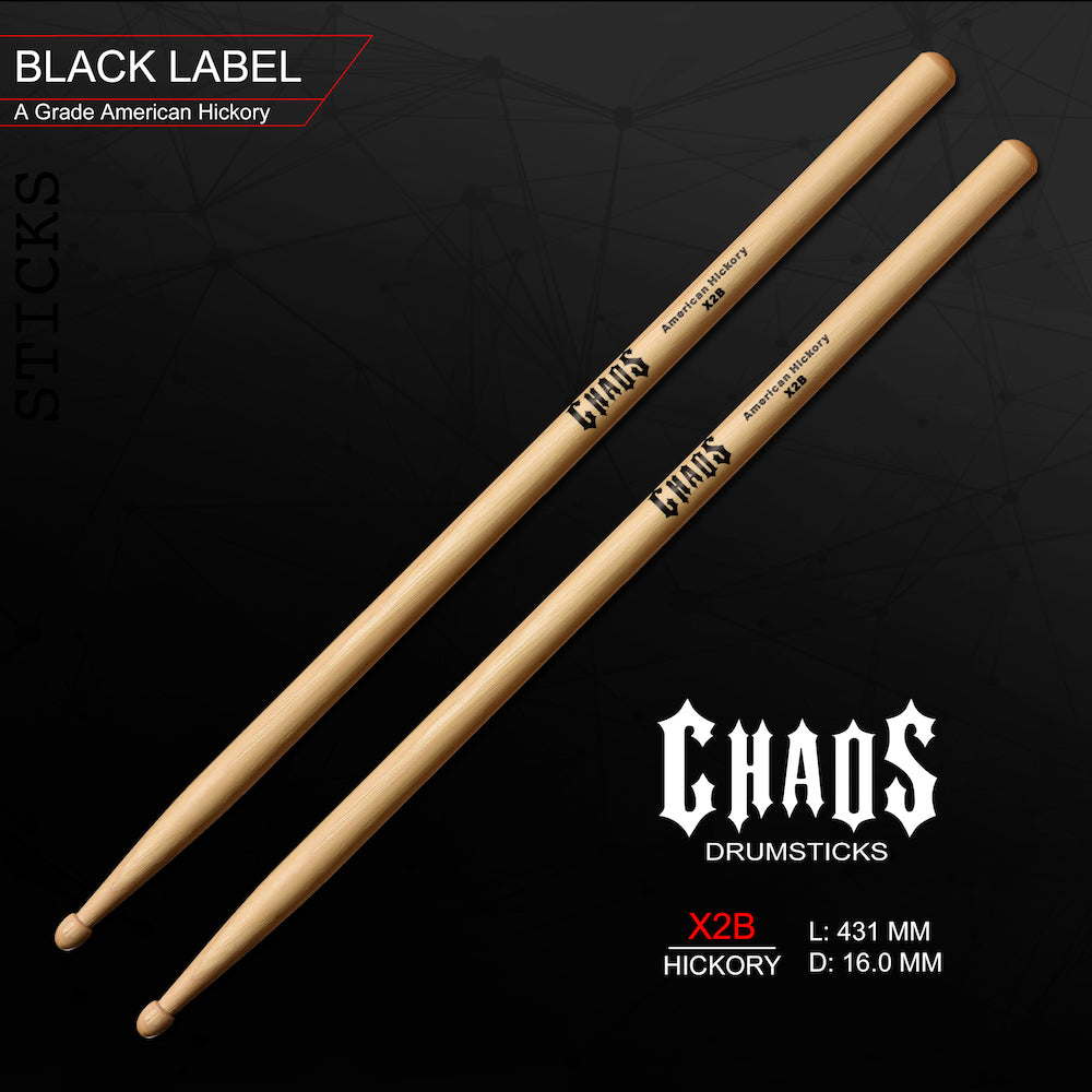 Chaos X2B Drum Sticks - Black Label