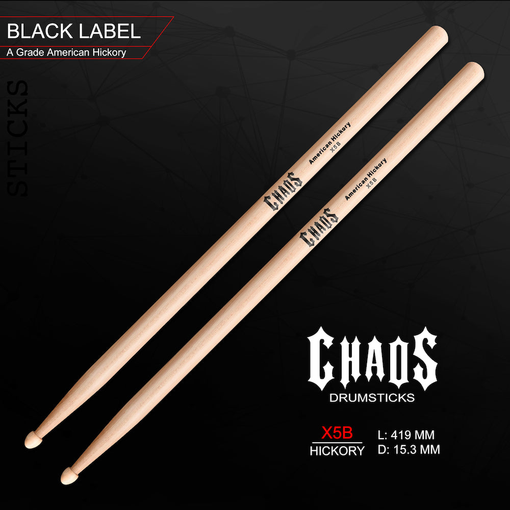 Chaos X5B Drum Sticks - Black Label